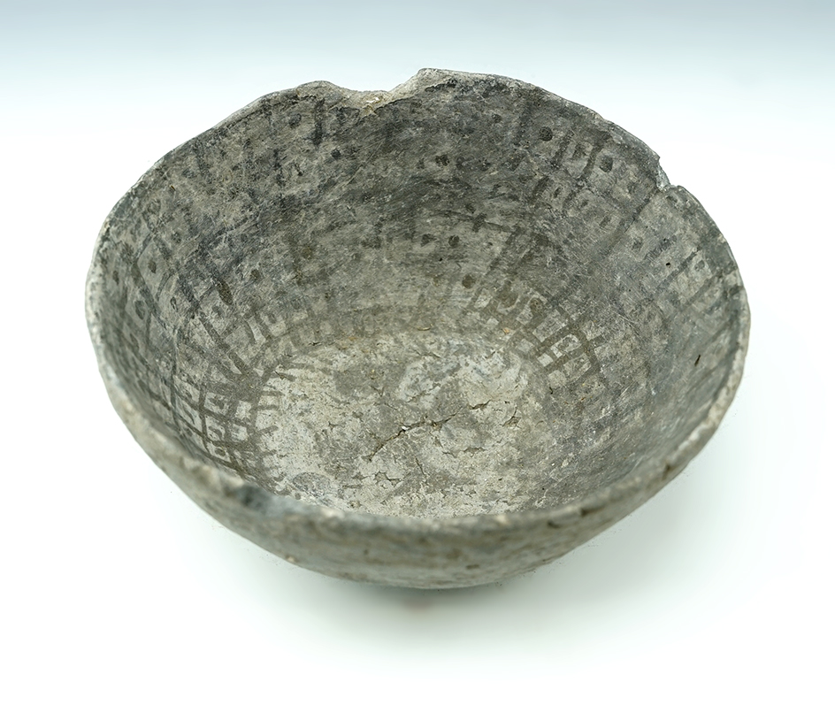 Exceptional interior paint design on this 5" Anasazi Pottery Bowl with several rim chips.