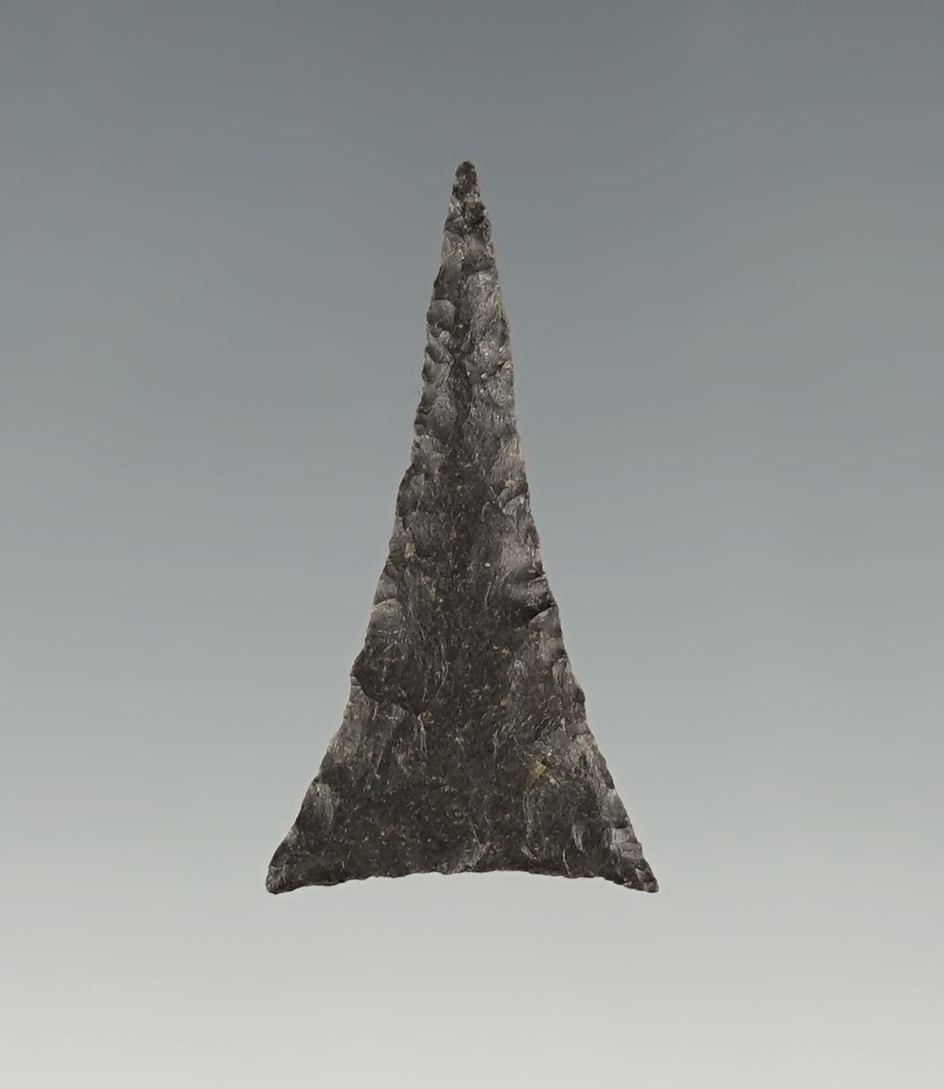 Very fine 1 1/8" Hamilton Triangle point found in Tennessee. Comes with a Perino COA.