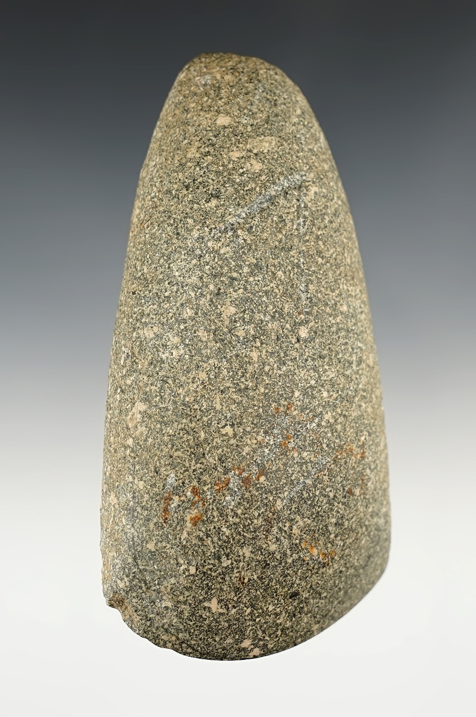 4 1/2" Very fine speckled Adena Adze/Celt. Great bit edge. Found in Morrow Co., Ohio.