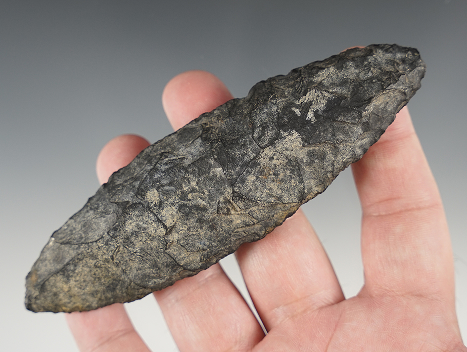 5 1/16" Bi-Pointed Blade that is nicely patinated. Found in Lake Co., Oregon.
