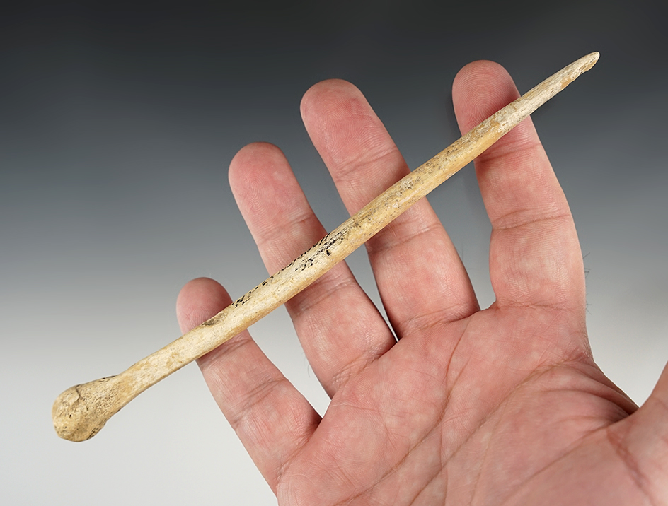 7 1/8" Bone Pin found in Hamblen Co., Tennessee. Well patinated.
