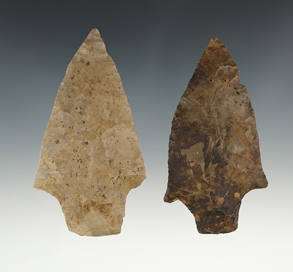 Pair of nice Stemmed points found in Tennessee. The largest is 3 11/16".