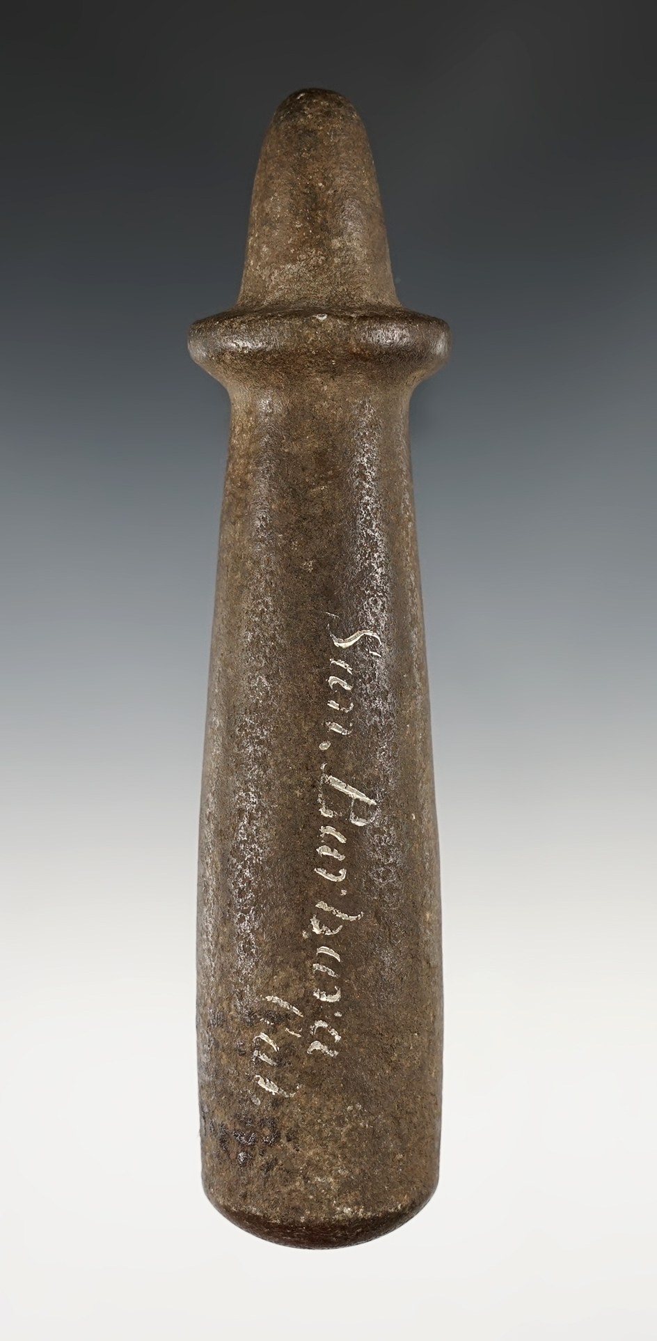 Superbly made 5 3/4" Pestle found in San Barbara, California. Highly stylized and well patinated.