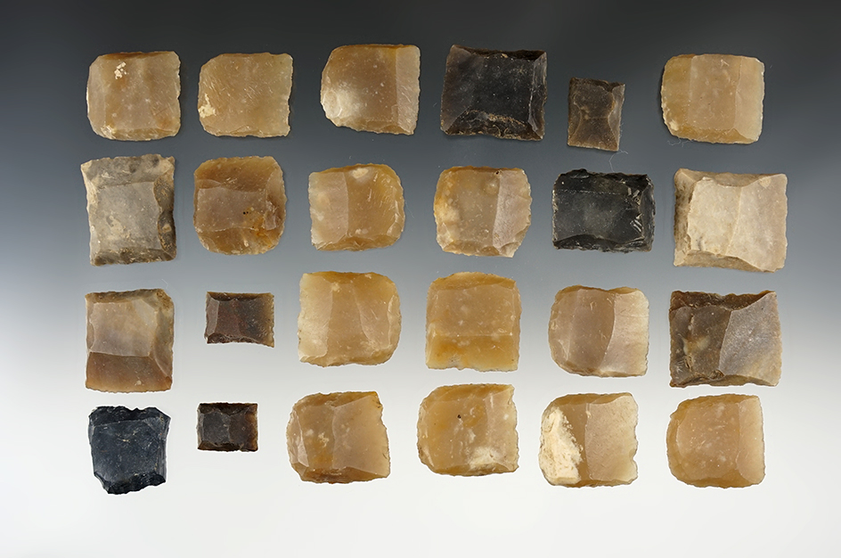 Nice set of 24 French and English Flint lock Gunflints found in the Maryland area.