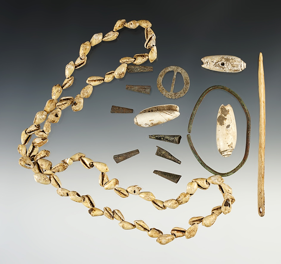 Set of assorted artifacts found at a site in Tennessee.