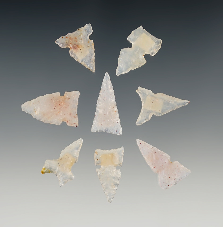 Set of 8 New Mexico Arrowheads in good condition. The largest is 15/16".