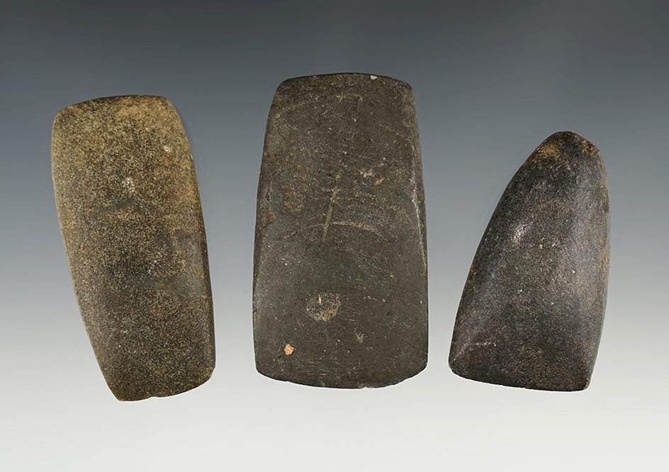 Set of 3 nice Celts found in Kentucky. The largest is 2 5/8".