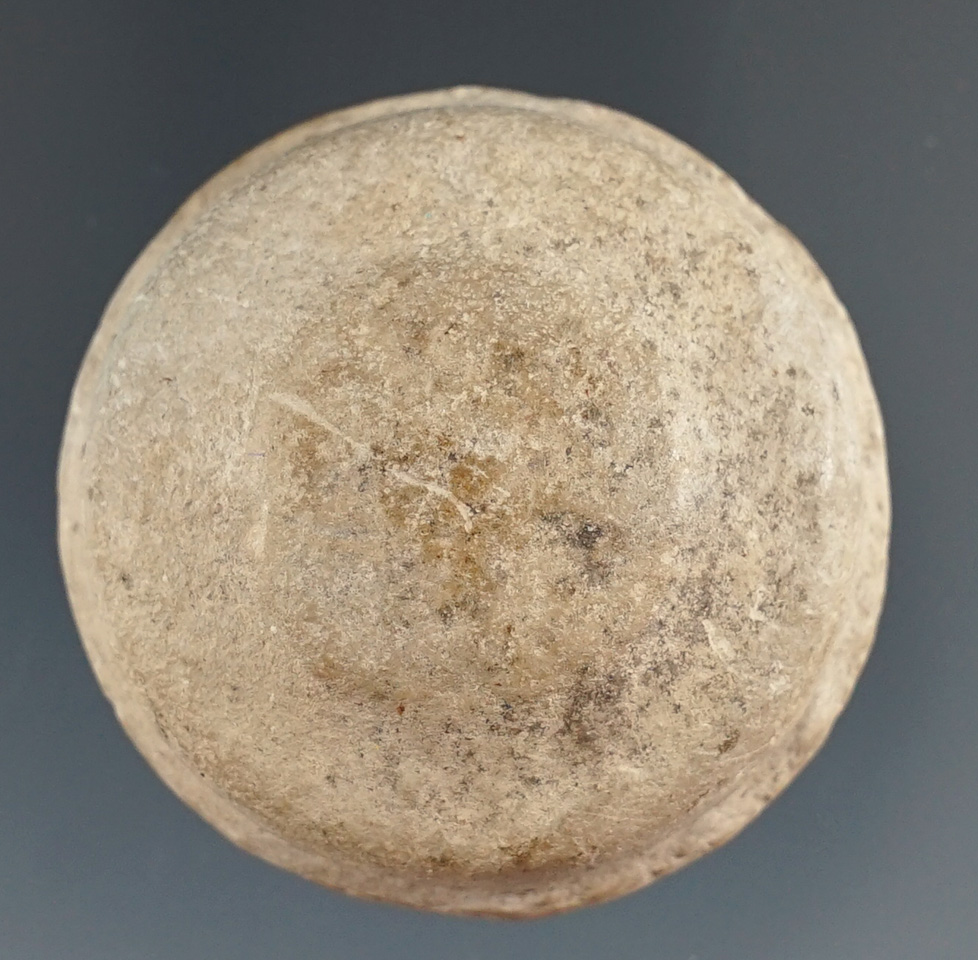 1 1/2" diameter Pipestone Ear Spool. Very unique and rare. Found in St. Clair Co., Illinois.