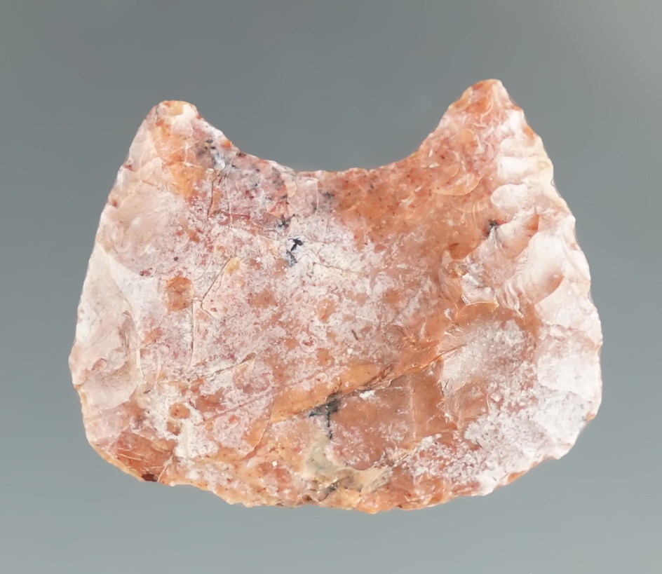 1 1/8" Paleo Crescent scraper made from beautiful material found by Kaye Don Bruce in Texas.