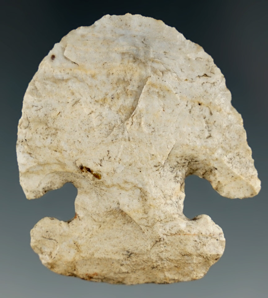 1 7/8" Archaic Thebes E-notch hafted scraper made from Attica chert - Miami Co., Indiana. COA.