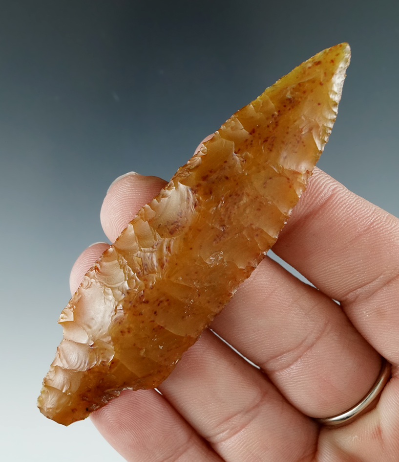 3 1/4" Agate Bear Point found by Charles Krus in Eastern Kotzebue, Alaska in 1930.