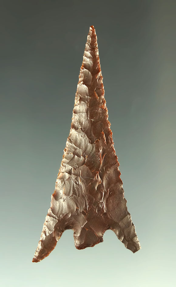 Ex. Museum! Large and well styled 1 13/16" brown Jasper Gunther found in northern California.