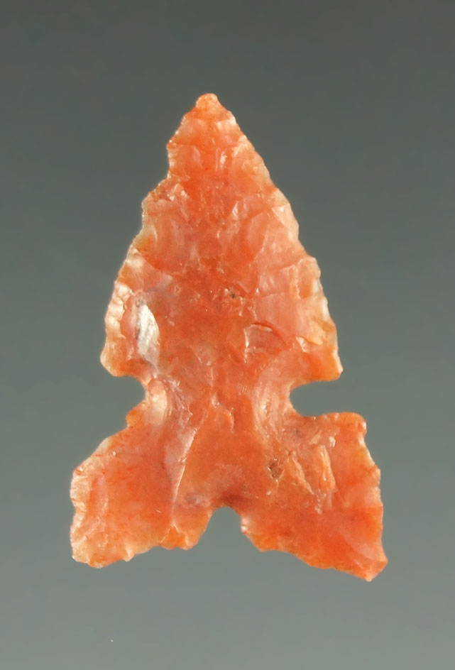 3/4" Awatovi Sidenotch point made from orange chalcedony found in northwest Nevada.
