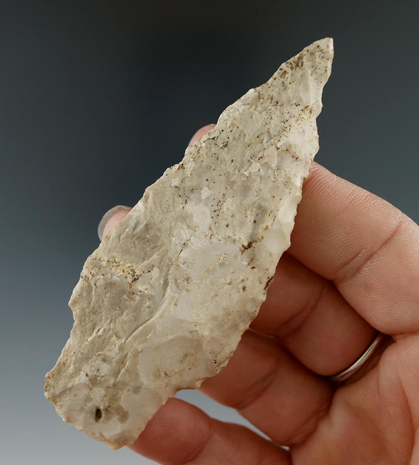 3 5/16" Archaic Stemmed Knife found in Michigan.