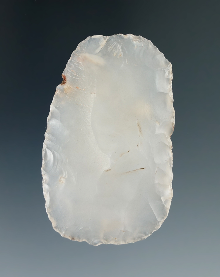 2 3/16" highly translucent chalcedony squared knife found in Utah.
