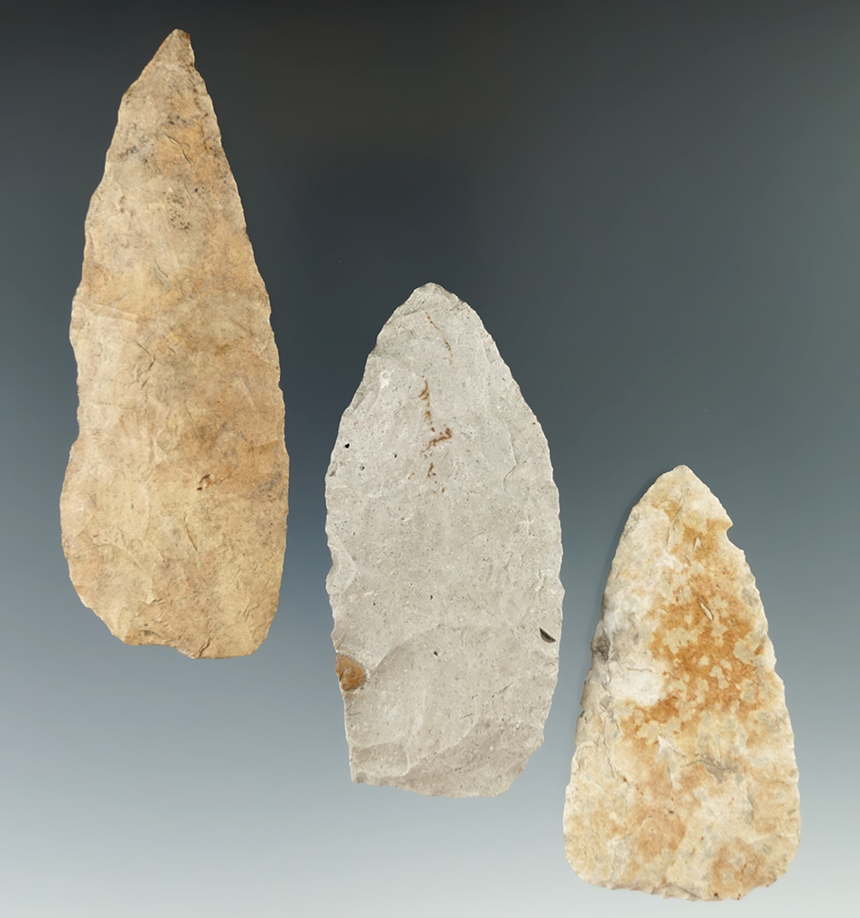 So the three flint knives from the Michigan, largest is 4 1/4".