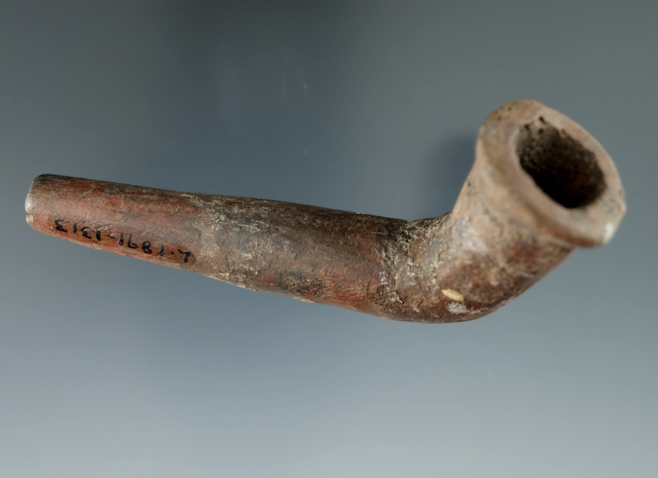 3 5/8" Great Lakes Region Early Historic Clay pipe with a partially restored stem. Bennett COA.