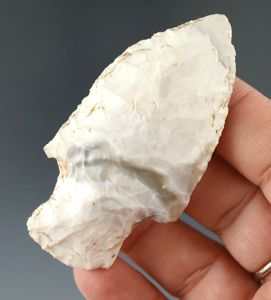 2 11/16" stemmed knife found at a midden site by J. W. McManus near Cash Bend, Searcy Co., AR.