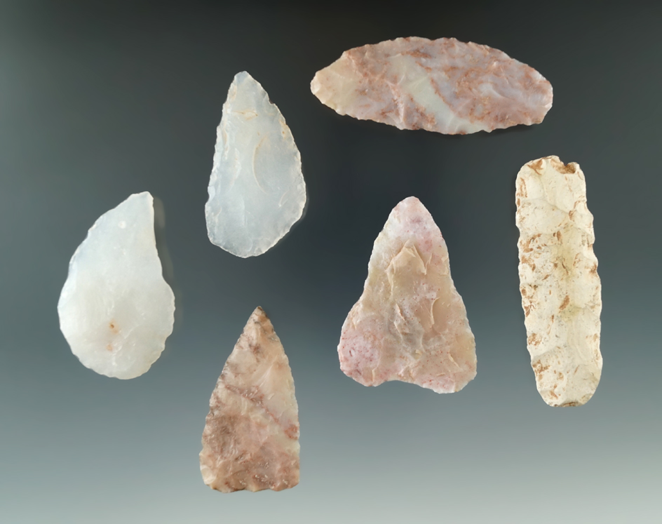 Set of six attractive blades found in Utah, largest is 2 5/8".