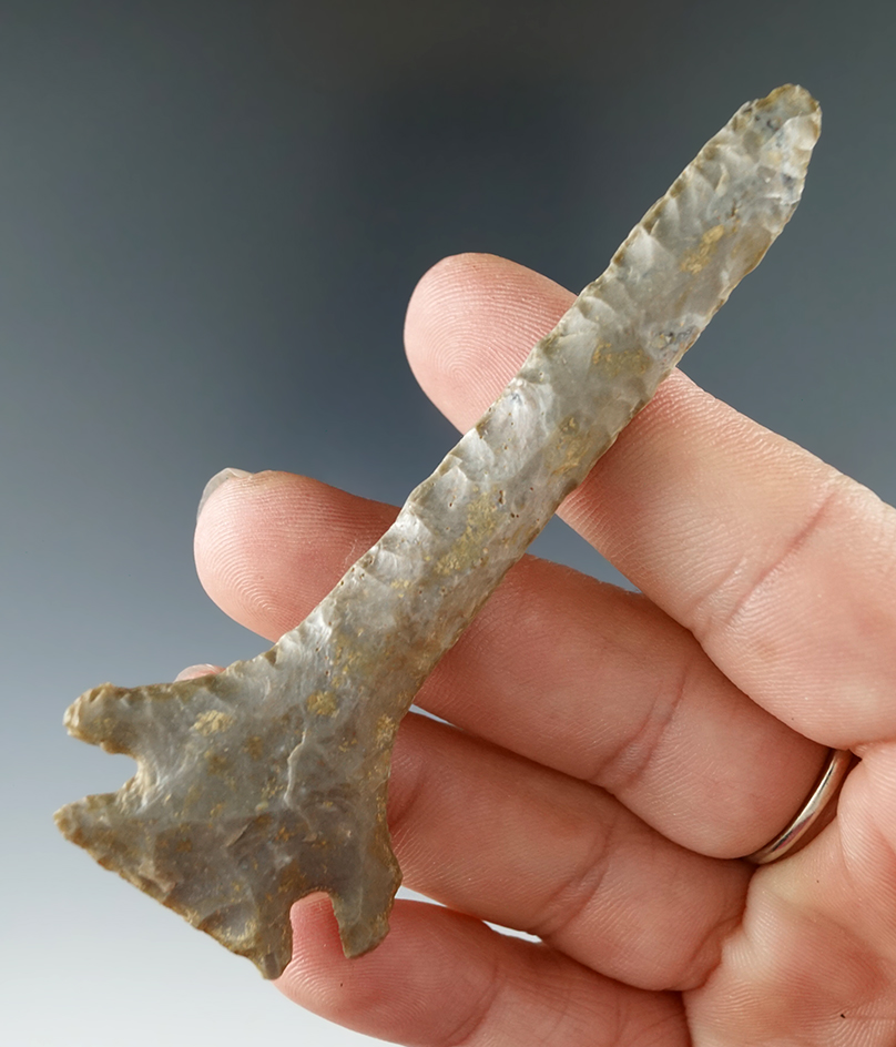 3 7/16" Pine Tree Drill found by Billy Bush in Bartholomew Co., Indiana. Comes with a Perino COA.