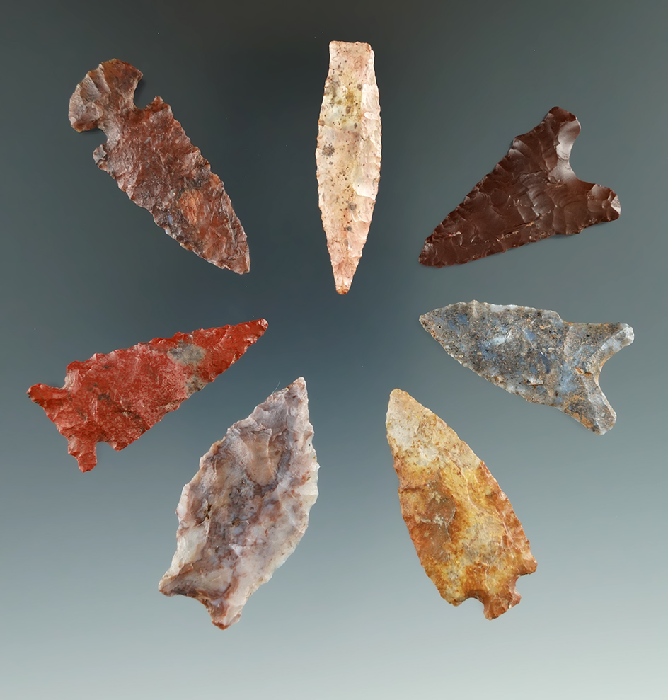 Set of seven projectile points found in Utah , largest is 1 5/8".