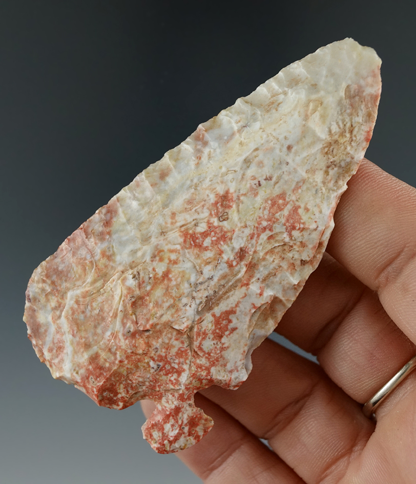 3 1/8" corner Tang knife made from attractive multicolored flint found in New Mexico.