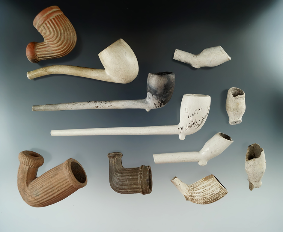 Nice set of clay trade pipes found at various sites in NY.