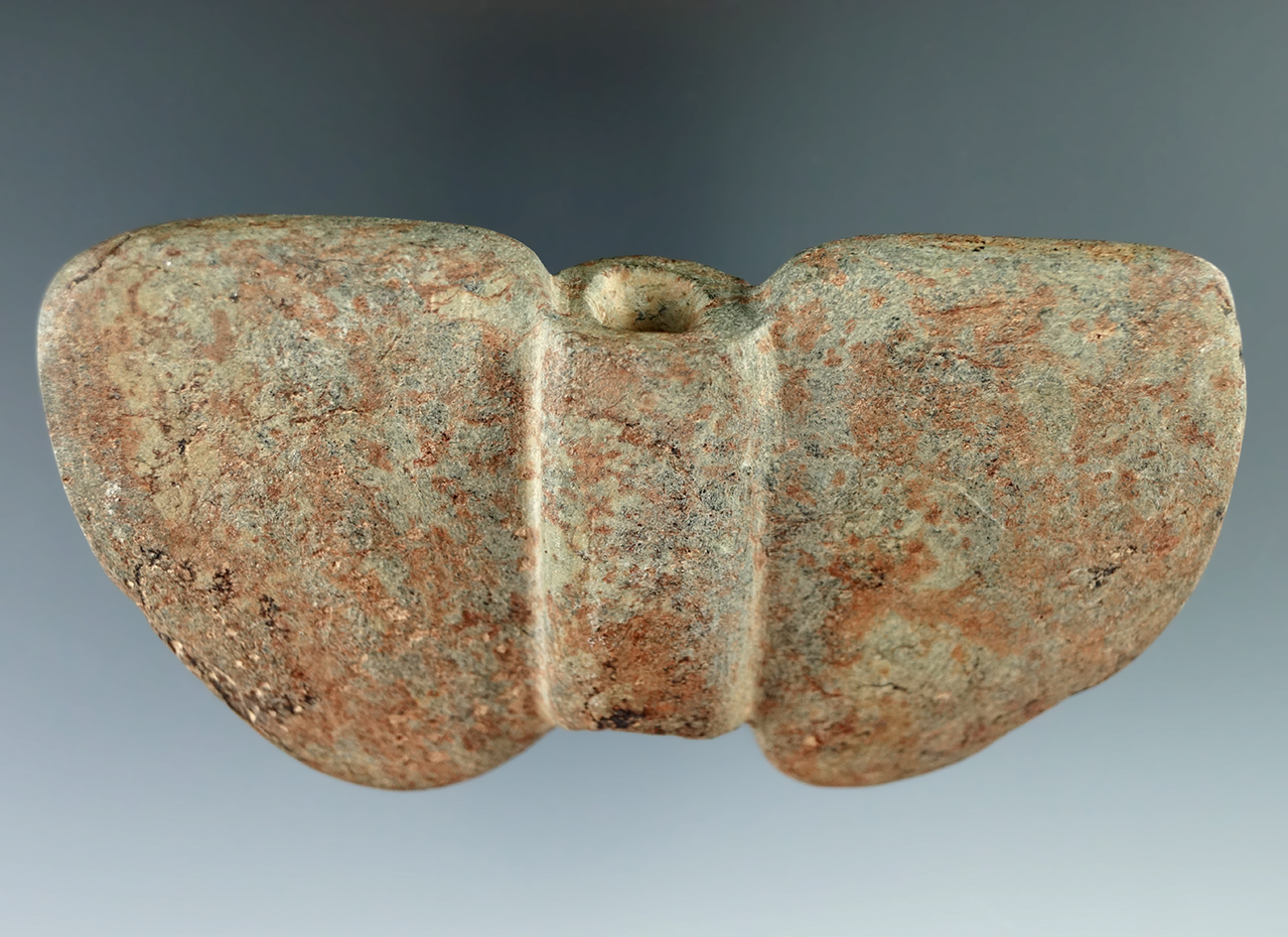 Unique squared barrel style! 4 13/16" Winged Bannerstone made from Steatite - eastern Tennessee.