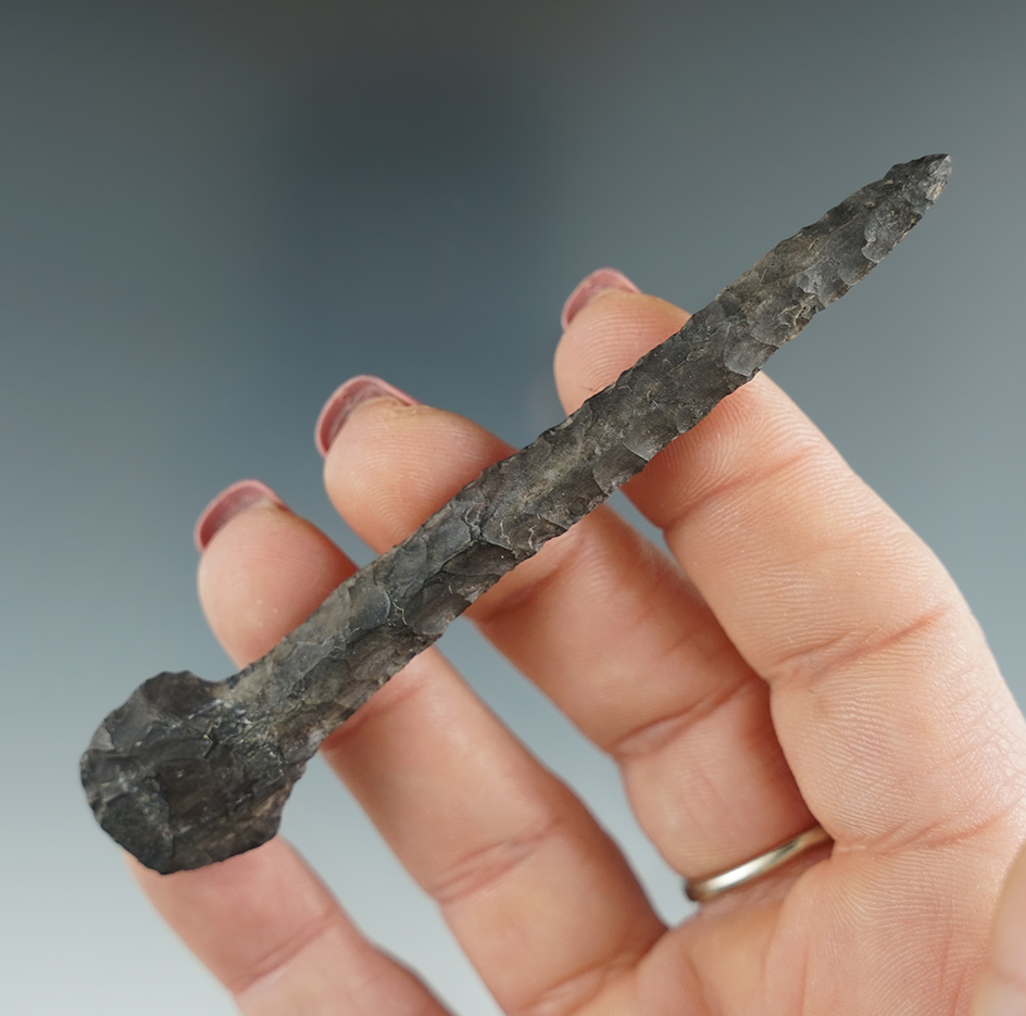 3 3/4" very long Columbia River Drill made from dark brown Jasper.  Columbia River, OR.