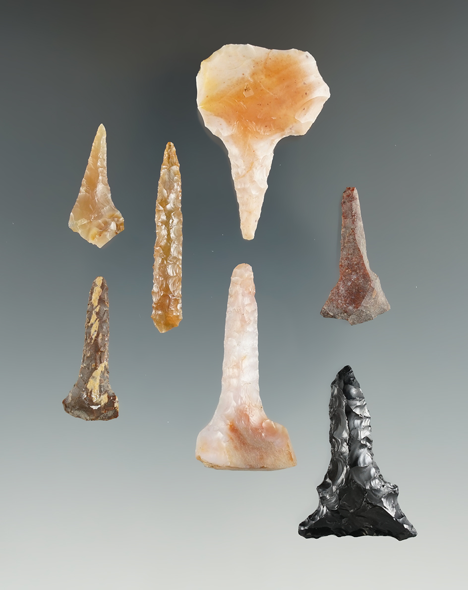 Seven Drills, longest is 1 5/8". Found near the Columbia River, OR.