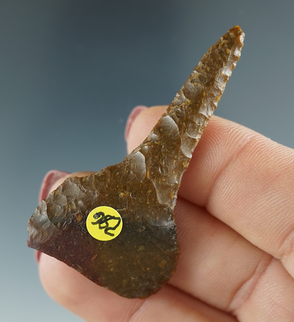 2 1/16" Drill made from brown Jasper. Found near the Columbia River, OR.