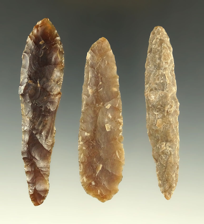 Set of three Knives found in North Dakota, largest is 3 7/16".