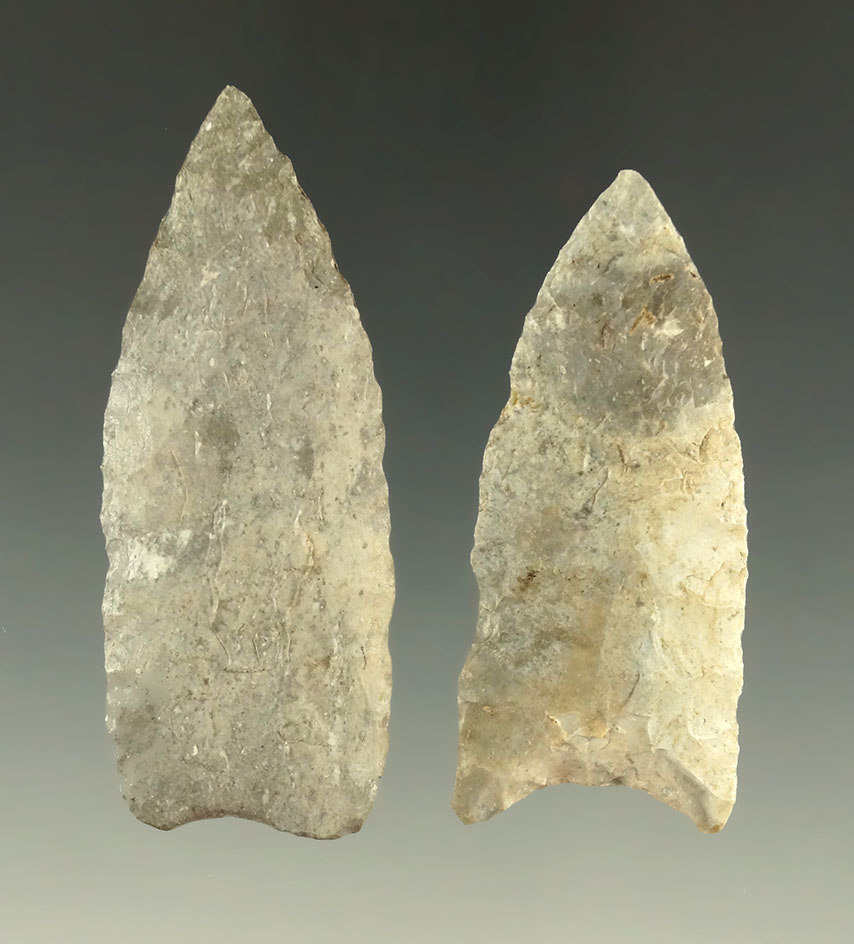 Nice pair of Lanceolates found in Kansas, largest is 2 7/16".