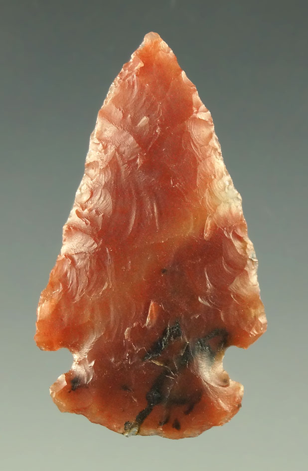 Well flaked 1 1/4" arrowhead - attractive material - Montezuma County Colorado. Ex. Roth.