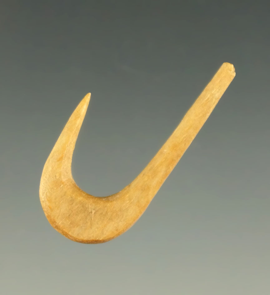 1 3/16" bone fishhook found in South Dakota.
