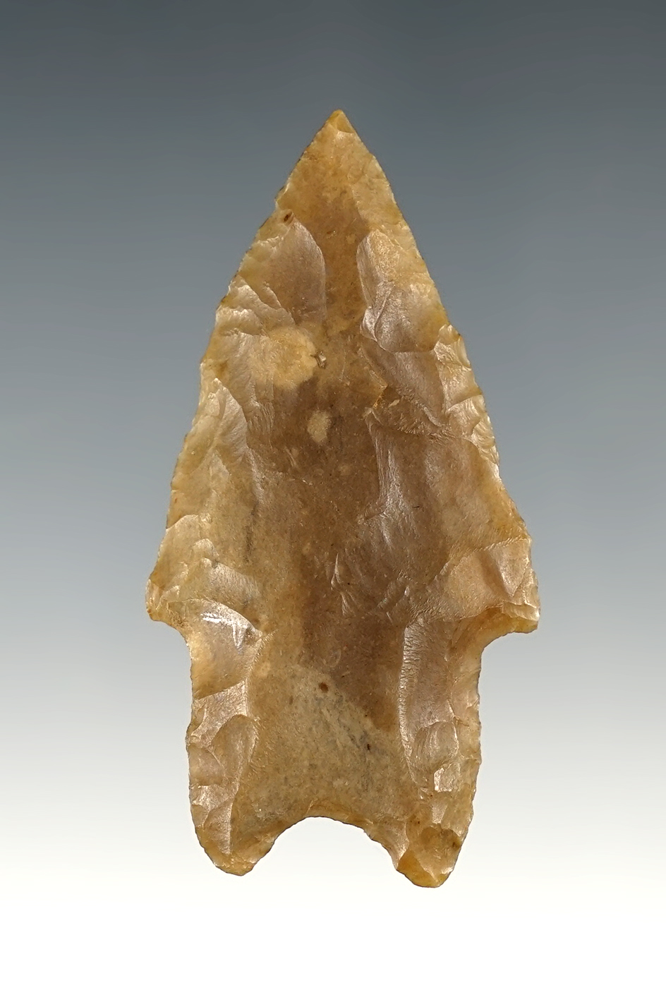 Nice 2 3/8" Texas Pedernales that is heavily patinated. Ex. Bob Taggart, Jon Dickinson collections.