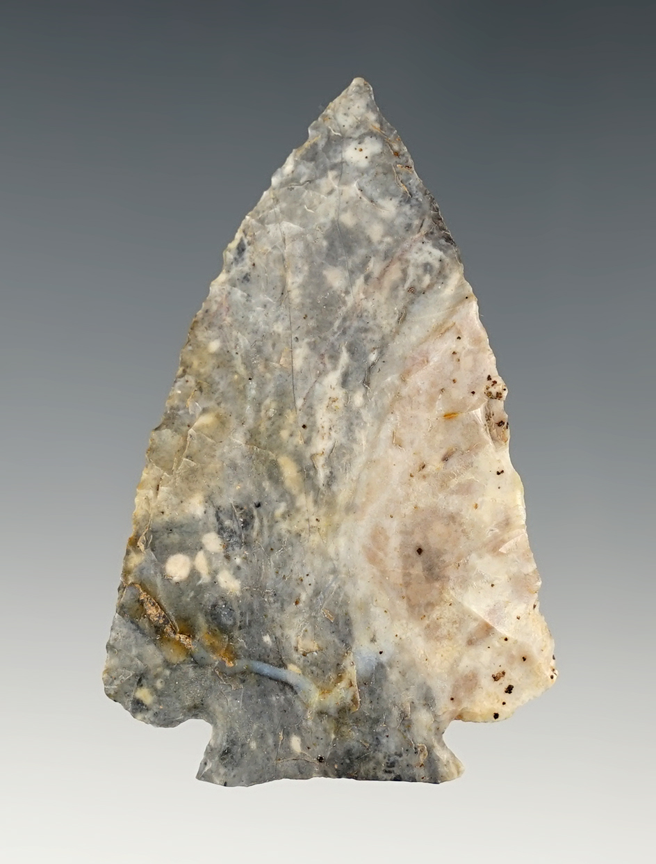 2 1/4" Classic Decatur Fractured Base Point with great patina. Found in Marion Co., Indiana.