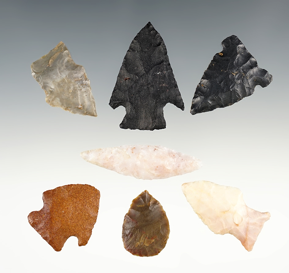 Set of 7 nicely made points found in New Mexico. The largest is 2".