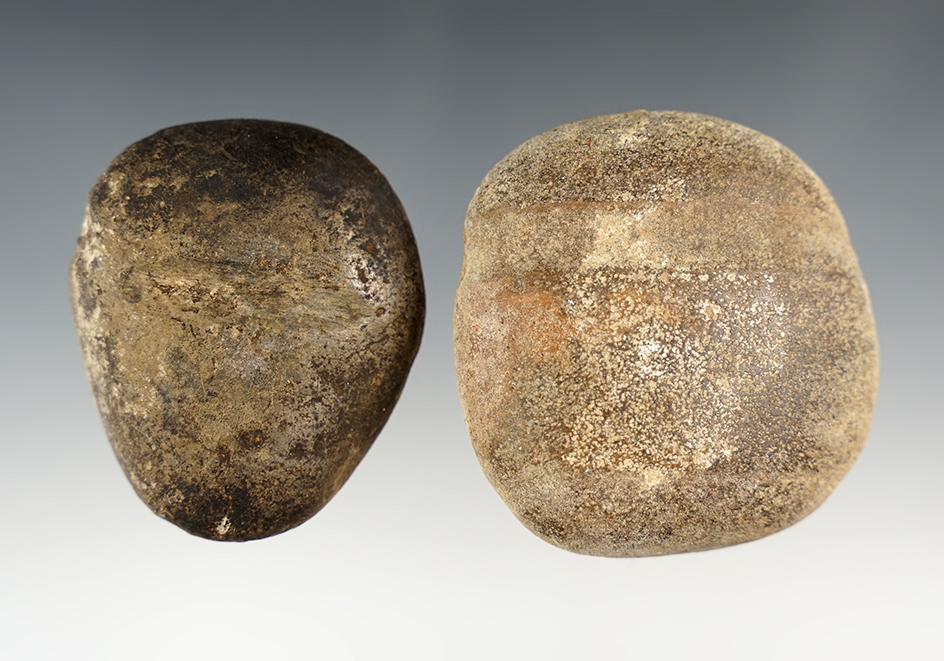 Pair of New Mexico Stone Arrow Shaft Smoothers. One in groved on both faces.