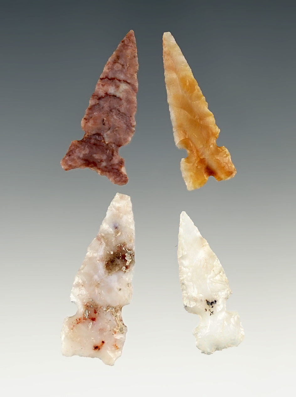 Set of 4 colorful New Mexico points. The largest is 1 3/16".