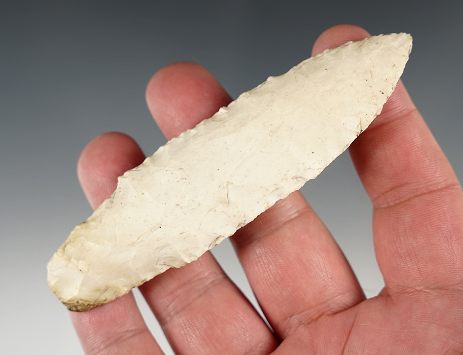 4 3/16" Nicely flaked Adena made from Burlington Flint. Found in Missouri.