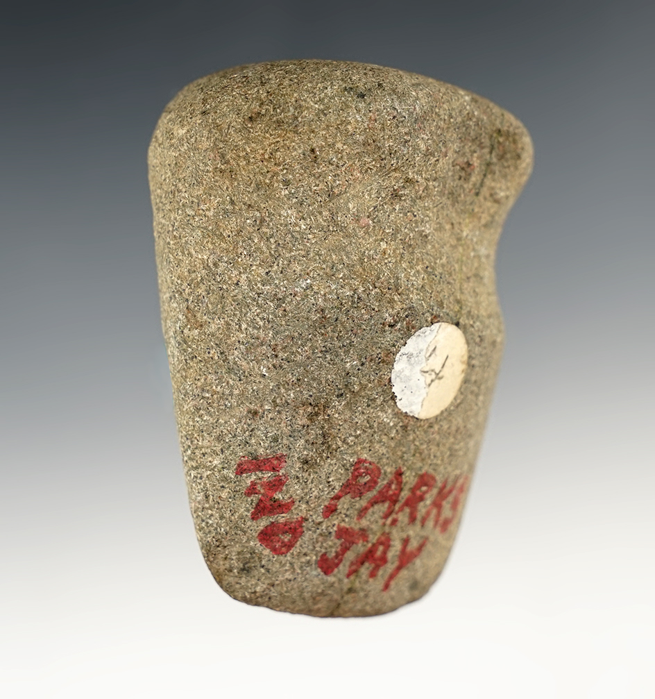 Miniature 3" long 3/4 Grooved Axe found in Jay Co., Indiana. Ex. Parks collection.