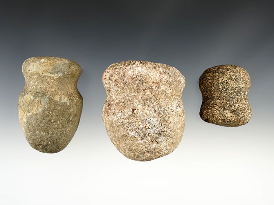 Set of 3 Ohio Grooved Hammerstones in great condition.