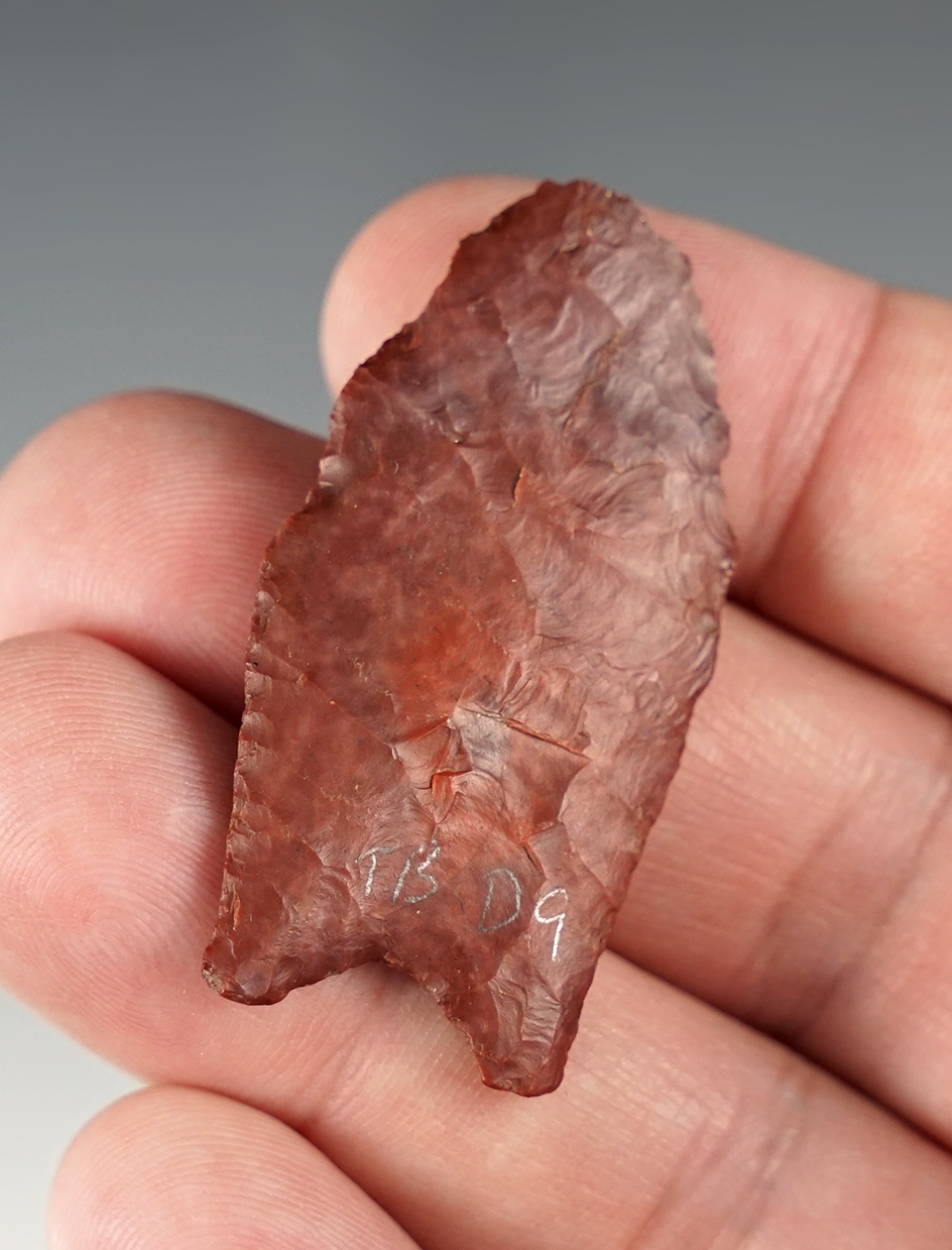 1 7/8" Clovis/Goshen found in Wyoming. Ex. Dr. Victor Dye. Comes with Dickey and Jackson COA's.