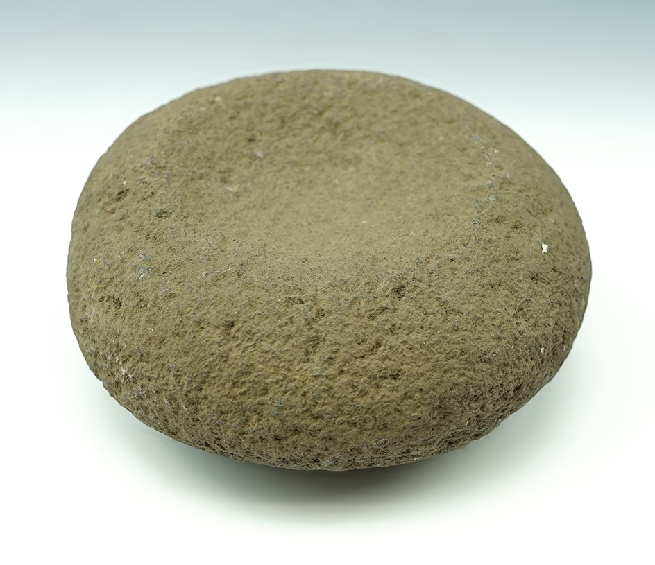 4 1/8" Diameter shallow cupped stone bowl found in the 1960's near Umatilla, Oregon.