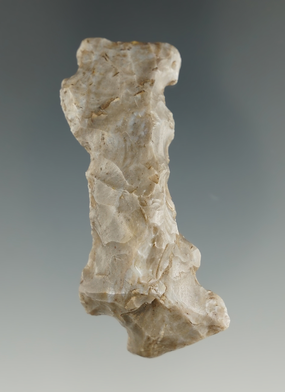 2 5/8" Extremely rare Dual Notched Hafted Shaft Scraper found in Lucas Co., Maumee, Ohio.