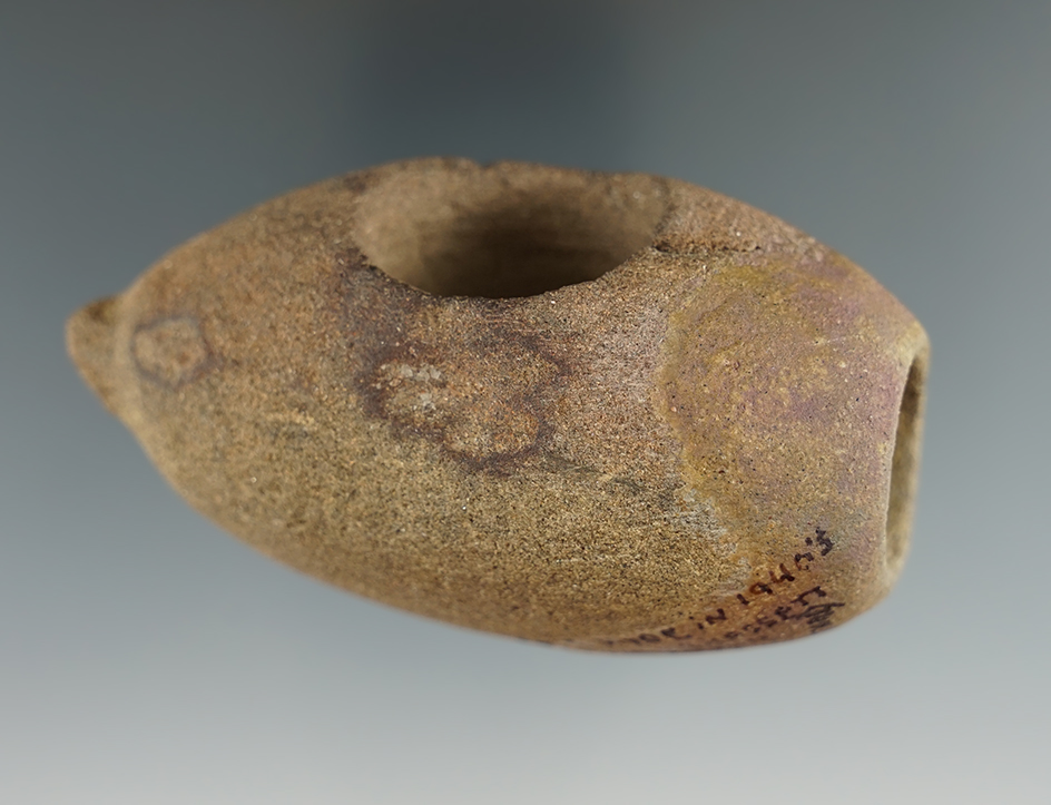 3 3/16" Sandstone Pipe with a restored bowl area found near Blennerhassett Island, WV. COA.