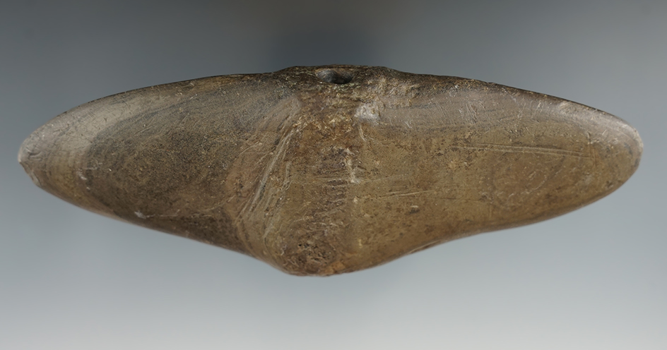 5 7/8" Banded Slate Wing Banner Preform. All finished but the hole. Found in Seneca Co., Ohio.