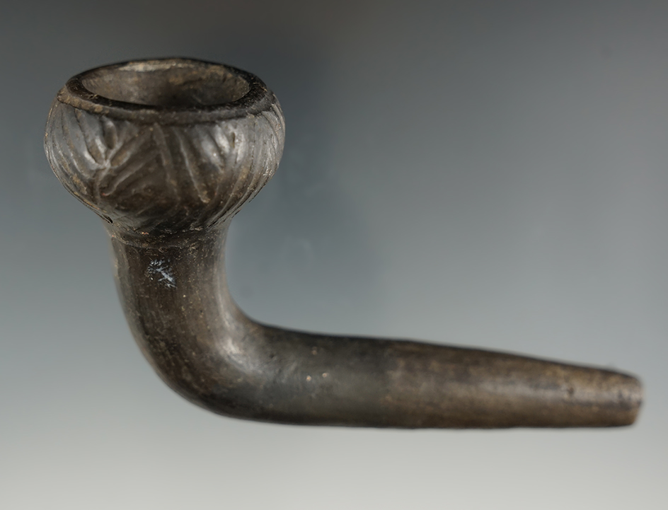 4" Huronian Acorn Bowl clay Pipe that is broken and mended at the elbow. Found in New York.