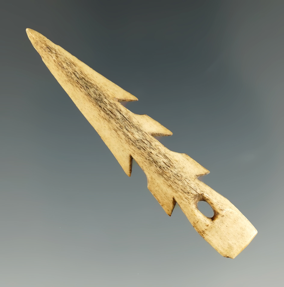 Excellent style on this 2 1/2" Inuit ivory harpoon Point found a Kotzebue Sound, Alaska.  COA.